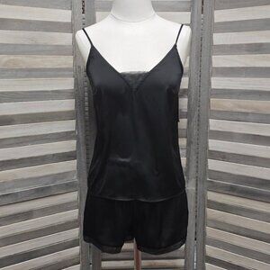 Elegant Black Satin Camisole Set